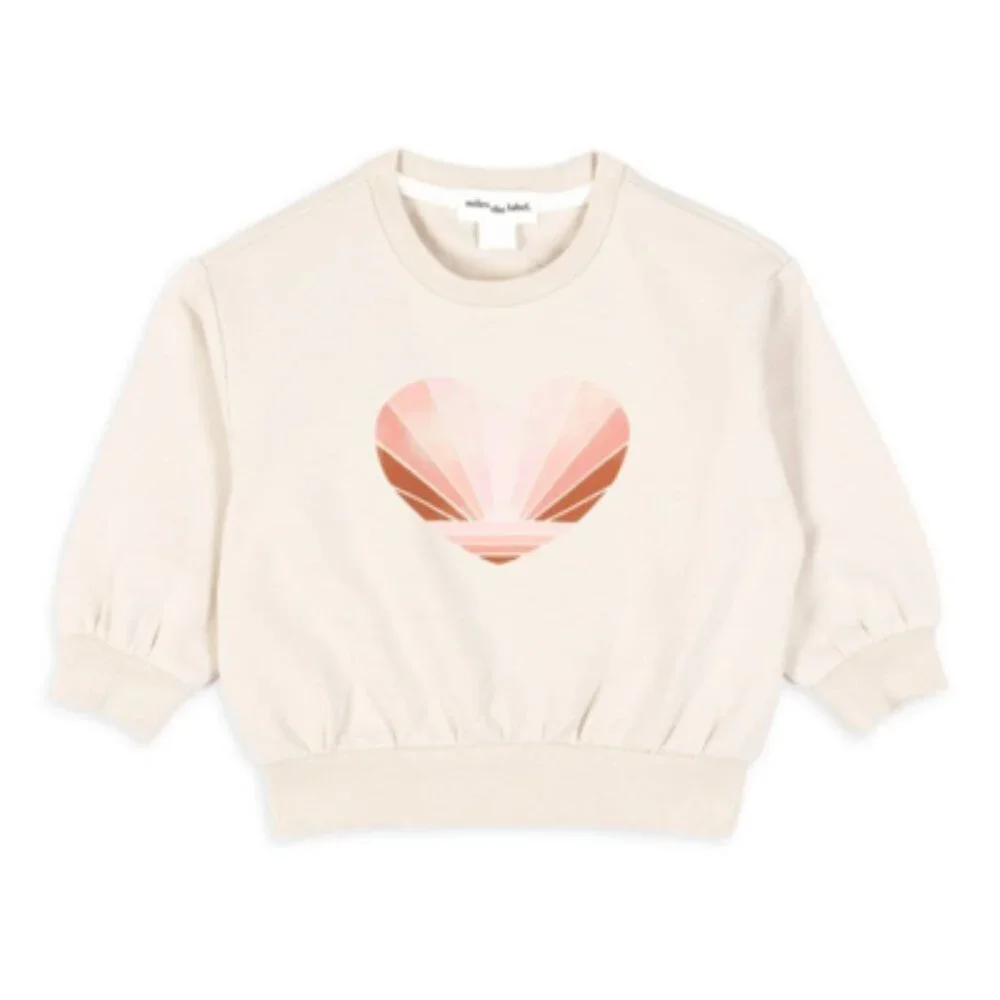 MILES THE LABEL Infant Baby Girls Heart Print Sweatshirt Beige 12M NWT - Picture 1 of 10